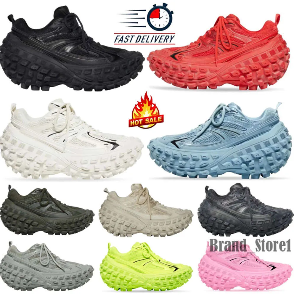 Designer Defender Platform Rubber Sneaker Series Extreme Tire Tread Sole Sneakers Bianco Bianco Bianco Bianco Green Greio Sole Sole Sole da donna Uomini Papà Allenatori BJHR BJHR