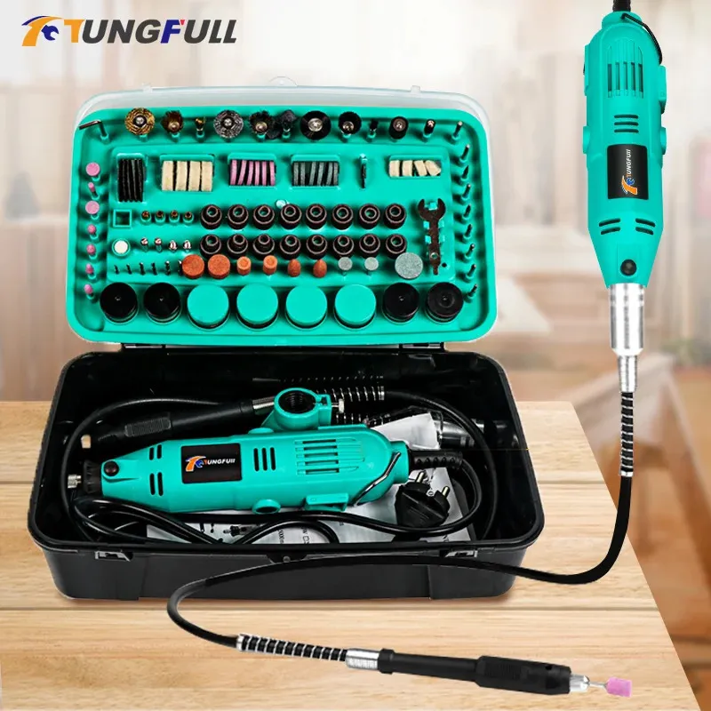 Tungfull Electric Drill Dremel Grinder Mini Polishing Machines Grinding Accessoriesセットロータリーツール240407