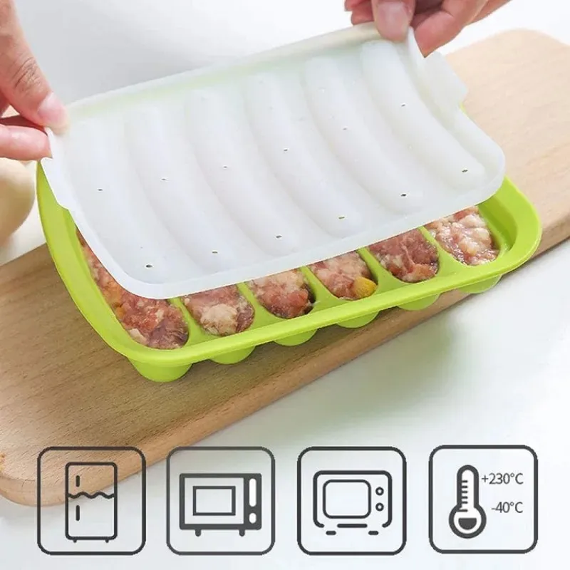 2024 Silicone Hot Dog Sausage Mold Ham Sausage Mold Homemade Diy Baby Food Supplement Egg Sausage Box Silicone Mold cake stencil 1. for