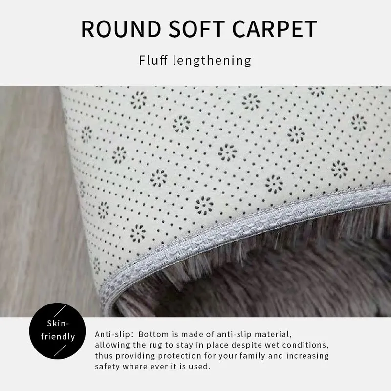 200 cm flauschige Runde Teppich Teppiche für Wohnzimmer Schlafzimmer Hausdekoration grau/rosa dicke Plüsch Teppich Kinderzimmer Matte große zottelige Teppiche