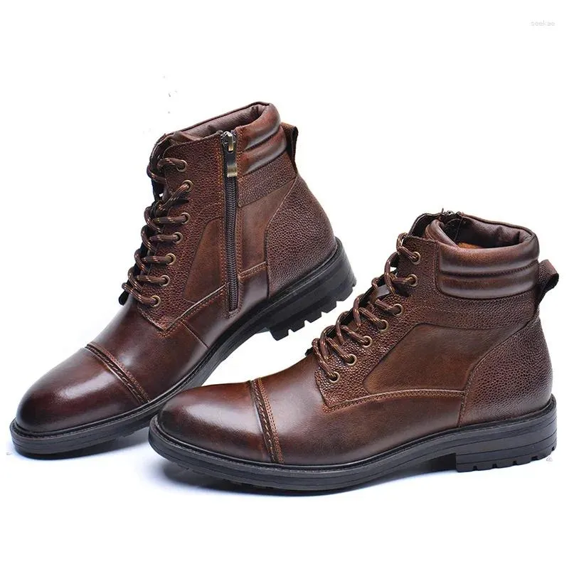 Casual Shoes High Quality Men Boots äkta läder Autumn Winter Top Business British Ankel Big Size 7.5-13