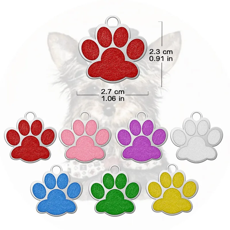 Nom d'identification personnalisée Cat Tag Tag Metal Metal Metal Gravé Nom Gravure Cold de chien Tag PAW PAW PENDANT KEYCHAIN PET DOG Collar