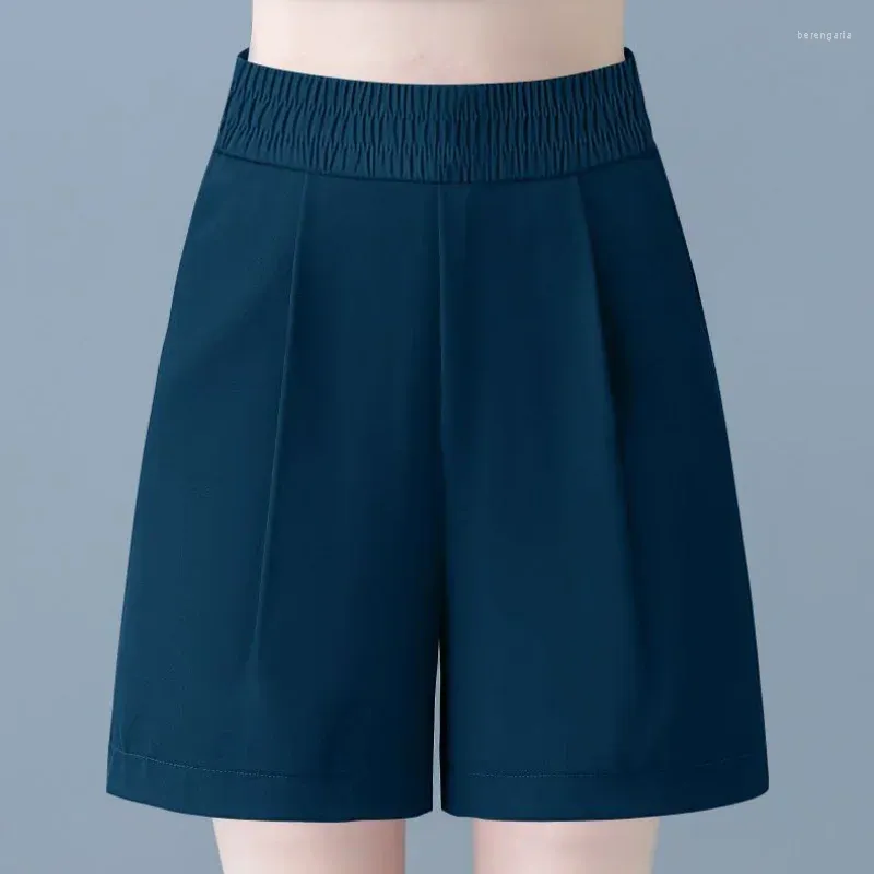 Damskie spodenki Summer Kobiety Ice Ice Silk szeroka noga spodni Elastyczna moda wysokiej talii Solidne luźne sporty swobodne spodnie B36