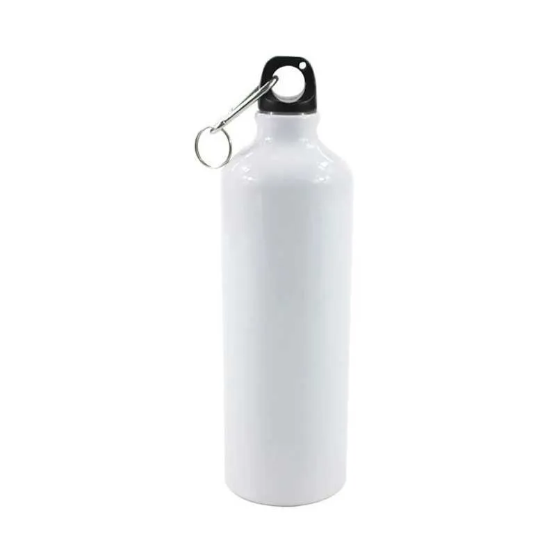 Mokken 400/500/600/750 ml witte blanco sublimatie waterfles met schroef karabijnhaak aluminium buitensporten voor drop verzending 240410