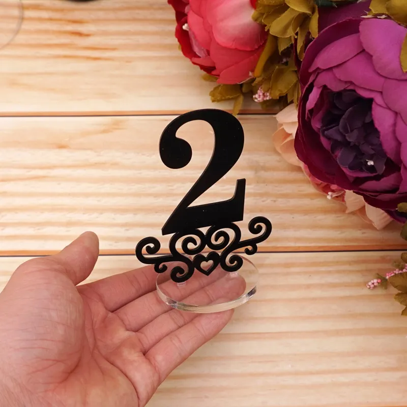 Number 1-10/1-20 Table Numbers with Round Holder Base For Restaurant Wedding Bridal Shower Party Decoration