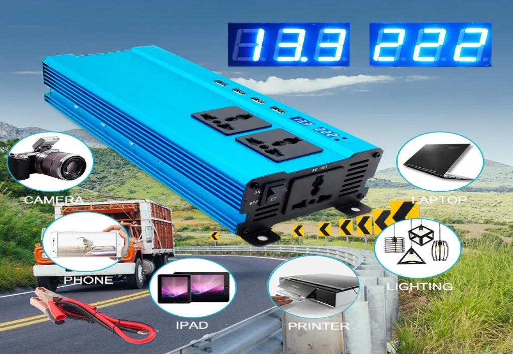 5000 6000Watt 4USB Portable Car Power Inverter DC 12V24V naar AC 220V230V240V Laderadapter Converter Voltmeter U2519423