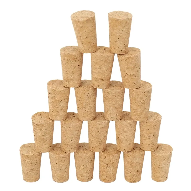 40pcs natürliche Holzkorken Weinstopper Holzflaschen Stopper Kegel Weinflasche Korken Stecker Dichtungskappe Bierflaschenkorken