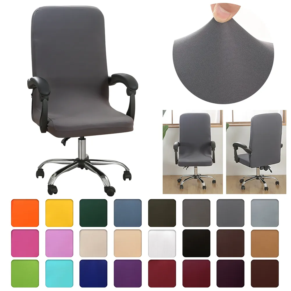 Solid Color Seat Cover for Computer Chair Slipcover Stretch Office Chair Cover Spandex Seat Protector Elastic Chair Seat Case