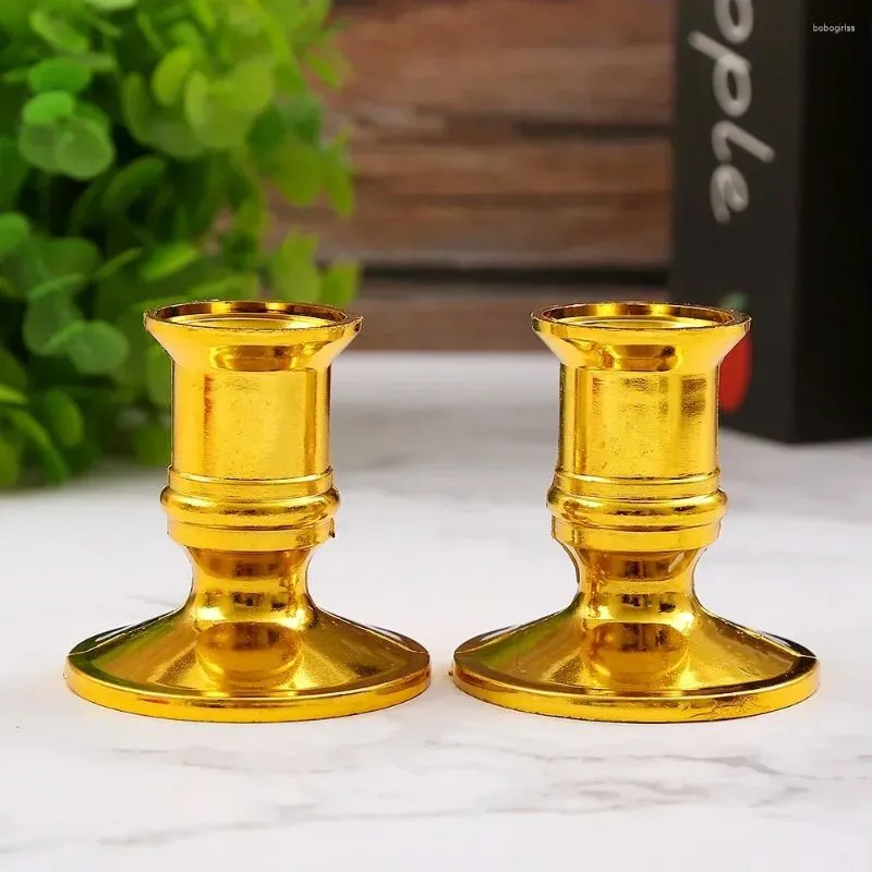 Candle Holders A Pair Of 2.2cm Inner Diameter 5.8cm Wide And High With Gold Silver Bases