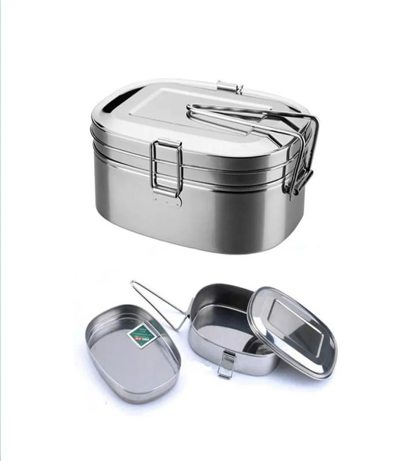 Stainless Steel Lunch Box Metal Bento Box Food Container Double Layer Lunch Box for Kids School Office Work Outside Camping9323372