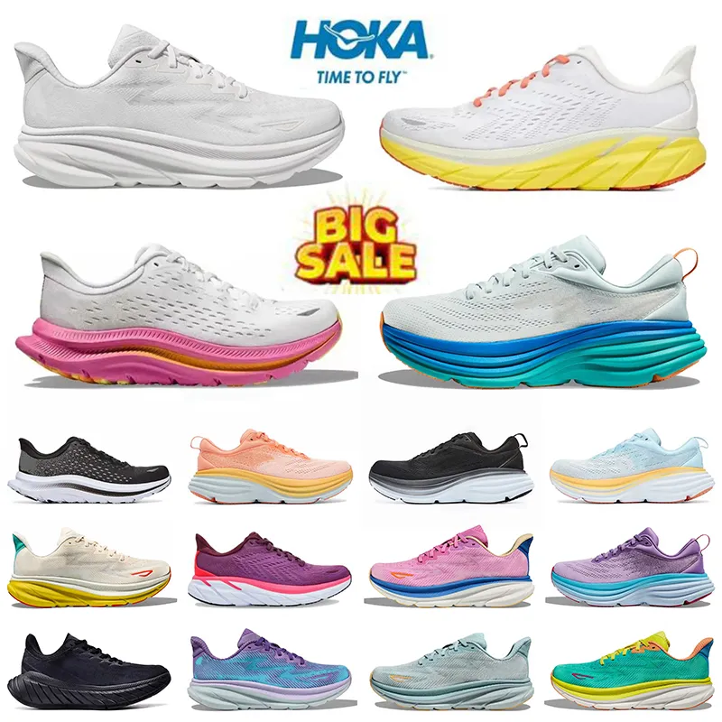 2024 Hokah One Running Shoes Bondi 8 Clifton Athletic Runner Sneakers Hok Carbon X2 Schatten Triple Black White Harbor Frauen Herren Trainer Hokka Stoßdämpfung