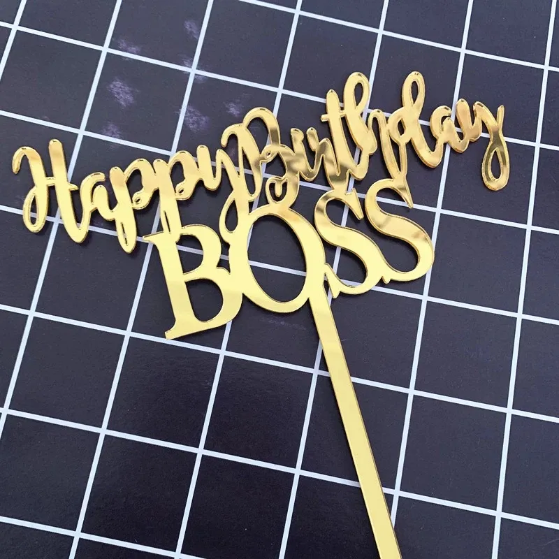 NUOVO ACRILICO Topper Cake Boss di buon compleanno Mio caro boss Topper la torta di compleanno adulti decorazioni la torta