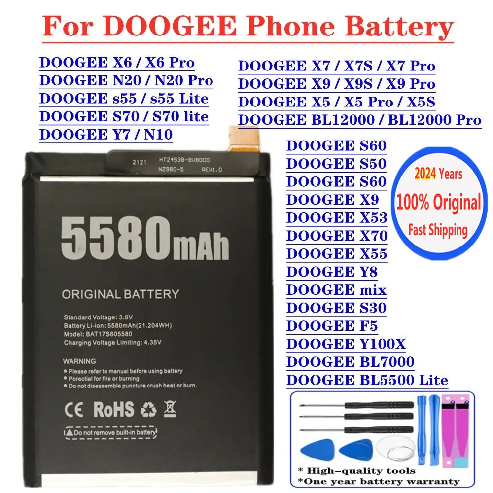 Doogee için Orijinal Pil S30 S50 S60 X55 Mix Y8 F5 BL7000 Y7 N10 N20 BL12000 Pro BL5500 S55 S70 Lite X7S X9S X5 X6 X7 X7 X9 Pro