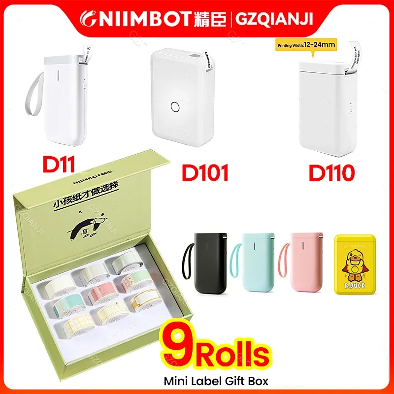 Skrivare NIIMBOT D101 D11 D110 Mini Thermal Label Printer Inkless Portable Sticker 10 Rolls Paper Maker Pris TAG LABELLE UT Office Home Home