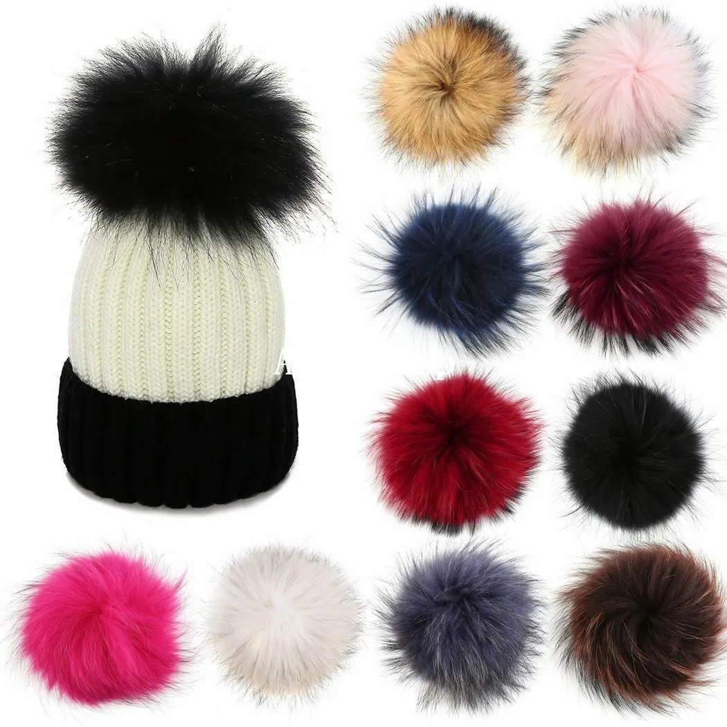 8cm Falso Hairball Hatball Ball Diy Luxury Fur Faux Fox Handmade Hair Multicolor Knit Hat Roupas Acessórios de Roupa Com Branco de Borracha