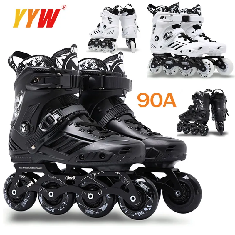 Professionell inline rullskridskor Vuxna hjul rullar 90A 72mm 76mm 4 hjul skridskor rullar sneakers skor skridskor sportstorlek 44