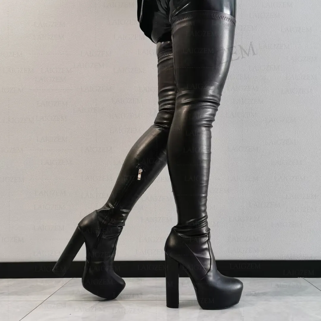 Thigh High Heel Oberschenkelhohe Stiefel Über Den Kniestiefeln Für