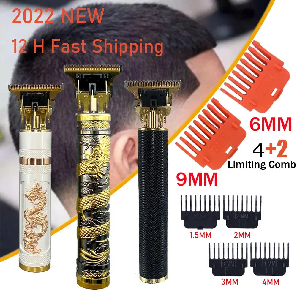 Trimmers 2022 T9 Hår Clipper Professional Limit Comb 6mm 9mm Haircut Machine Rakning Skärning Vintage T9 Machine Beard Trimmer för män