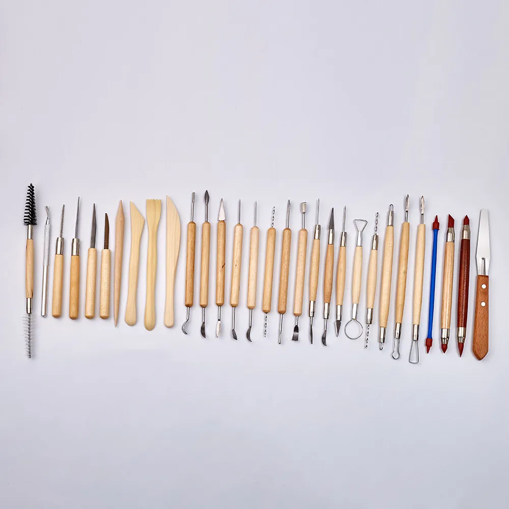 الفنون الحرف الطين الأدوات النحت DIY النحت النحت مجموعة أدوات مجموعة الفخار السيراميك المقبض الخشبي الأدوات الطين