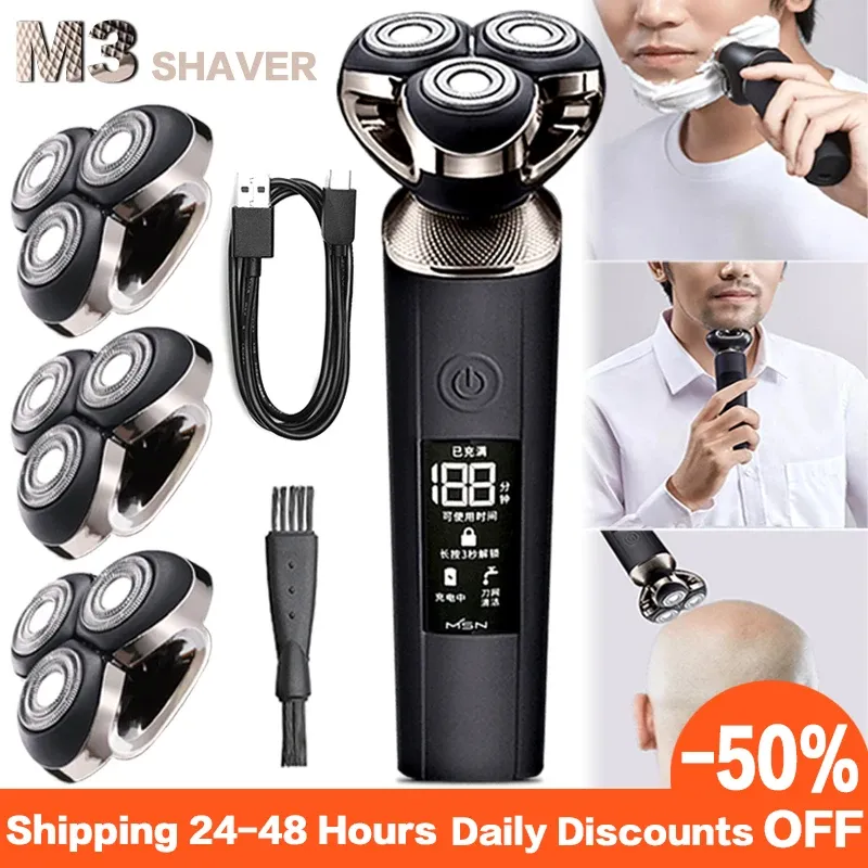 Shavers MSN Electric Shaver Electric Razor For Men Hair Clipper Beard Trimmer Fast Charging LCD Affichage 3D Rasage Machine Smart Clean