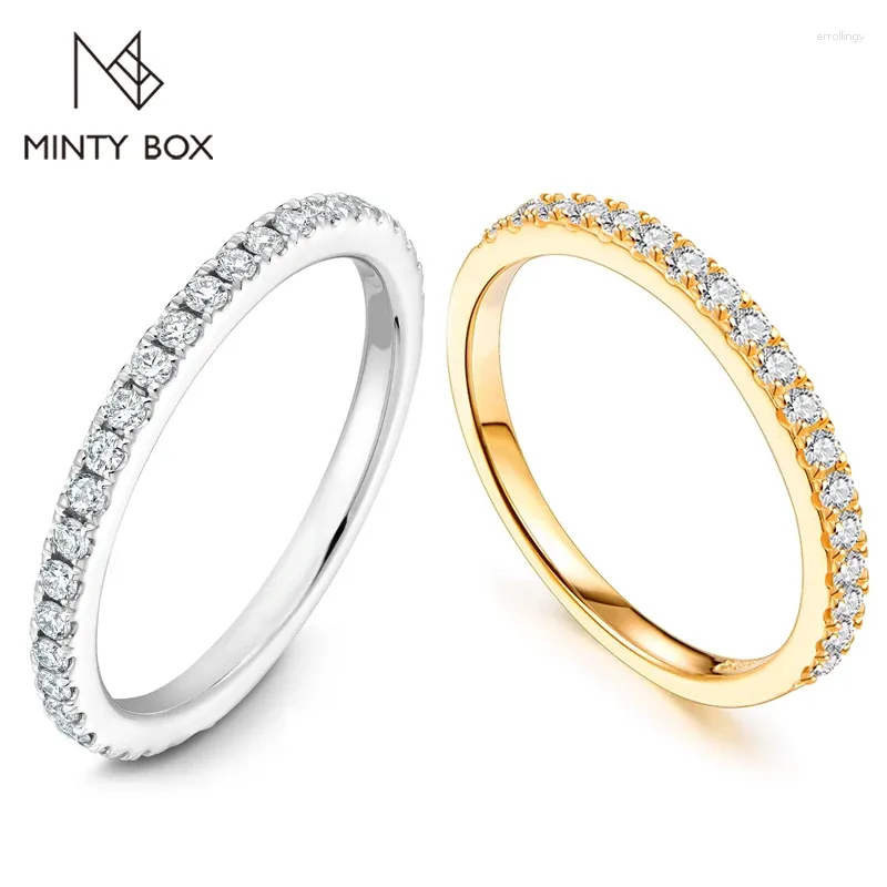 Cluster Rings MINTYBOX Moissanite Wedding Band Ring S925 Sterling Sliver Brilliant 1.5mm Diamond For Women All Pass Test Fine Jewelry