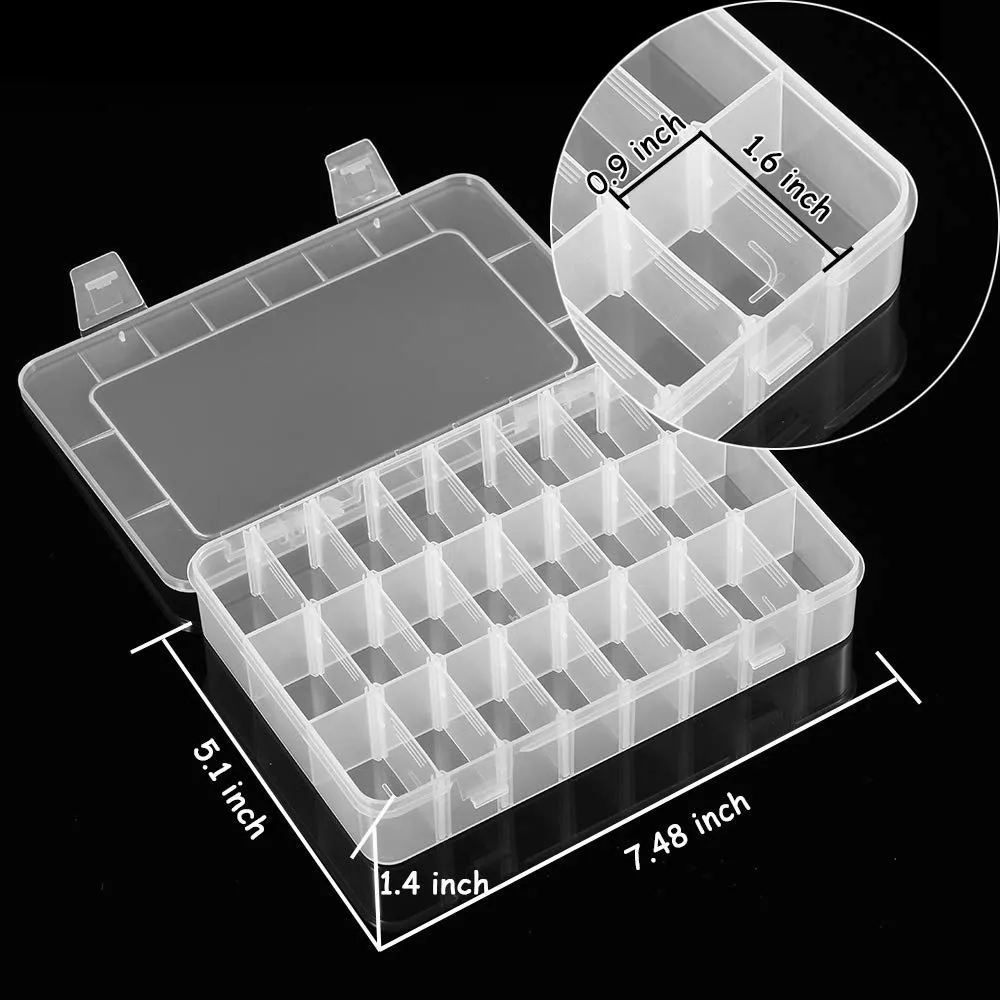 Bobines de barre de broderie à point de croix avec 24 grilles Boîte de rangement en plastique pour les boucles d'oreilles en filetage