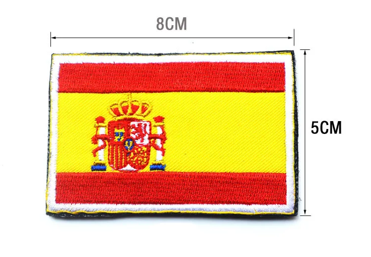 3D broderade lappar Portugal Spanien Flagkskalle armé militära lappar emblem spanska flaggor gummi pvc broderi märken