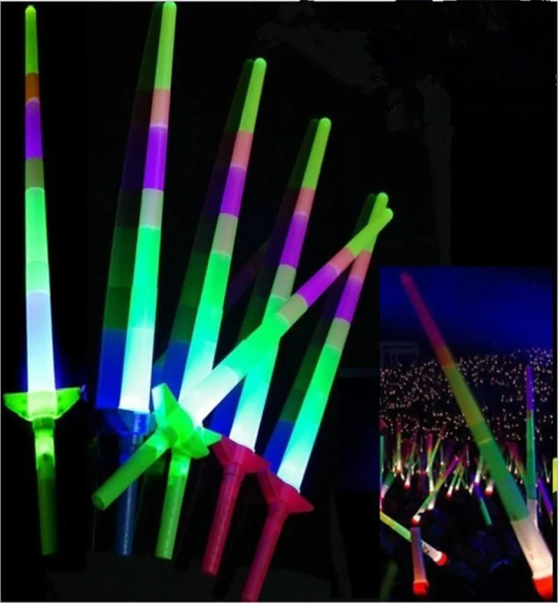 Télescopic Glow Sticks Flash Light Up Toy Fluorescent Sword Concert Activités Props Christmas Carnival Light Stick Toys2604889