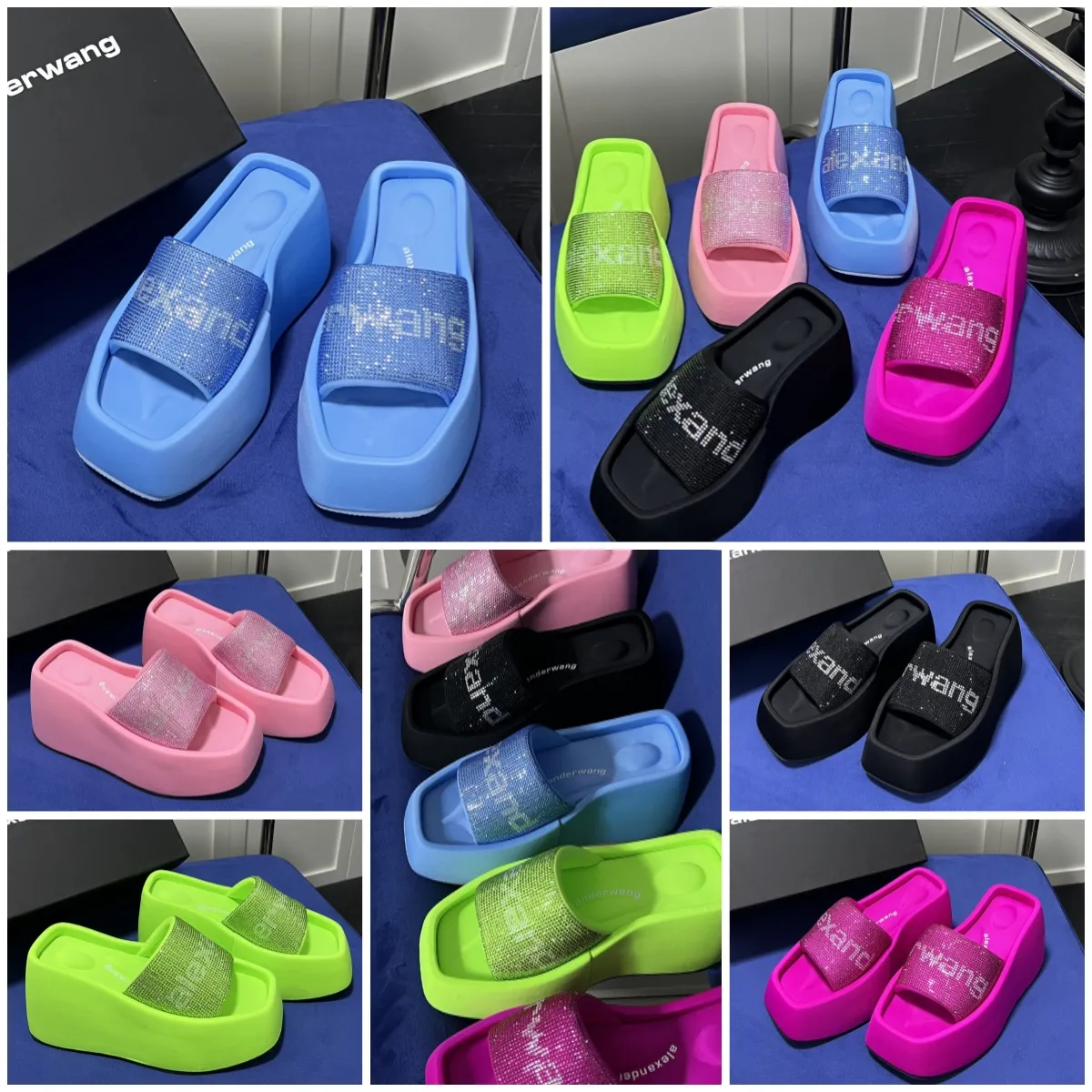 Designer Luxury Sandals Slippers Womens Velvet material rhinestone Velcro tape party Soft Room GAI Platform Slip-On Size 35-42 10cm party formal office