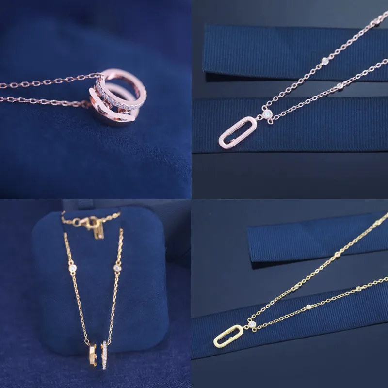 Romantisk Sika Classic Luxury Jewelry Series French Mesh Halsband Move Diamond Women's Necklace Fashion 925 Sterling Silver Three Piece Set Diamond