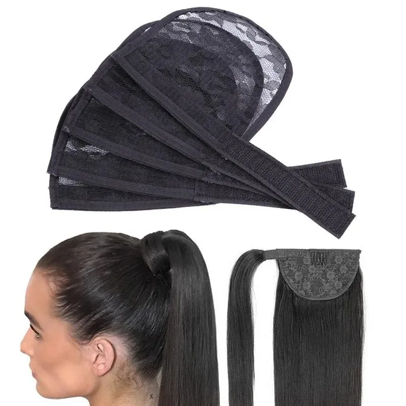 Haarnet Making Ponytail Hairnet voor paardenstaart Afro Puff Bun Net Weaving Cap Wig Making Tools Drawing Pony Tail Net