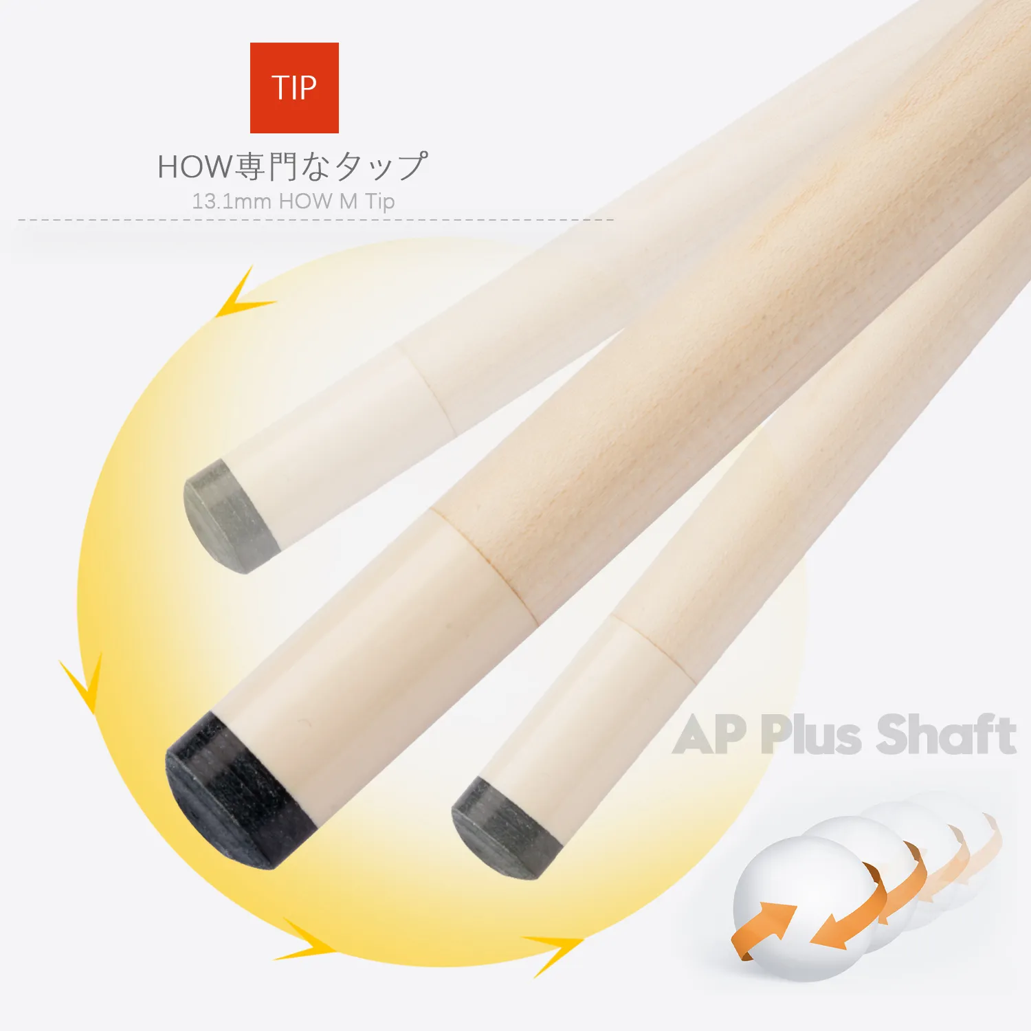 AP Plus Single Billiard Cue Shaft with 13.1mm Tip, Abalone
