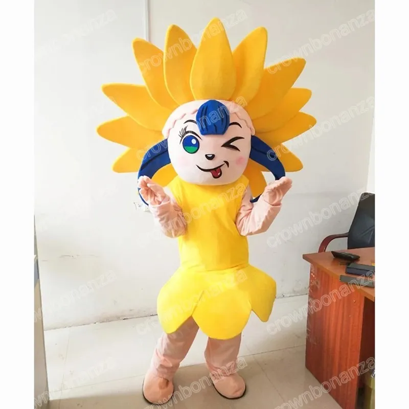Sunflower Mascot Costume Adult Unisex Cotton Broadcloth Full Sleeve ...