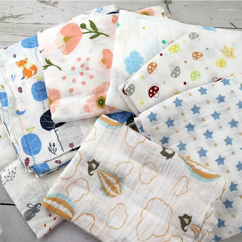 Coperte morbida mussola in cotone baby gambe simpatico cartone animato nato garza da bagno avvolgimento per neonato passeggino da gioco da gioco tappetino da gioco