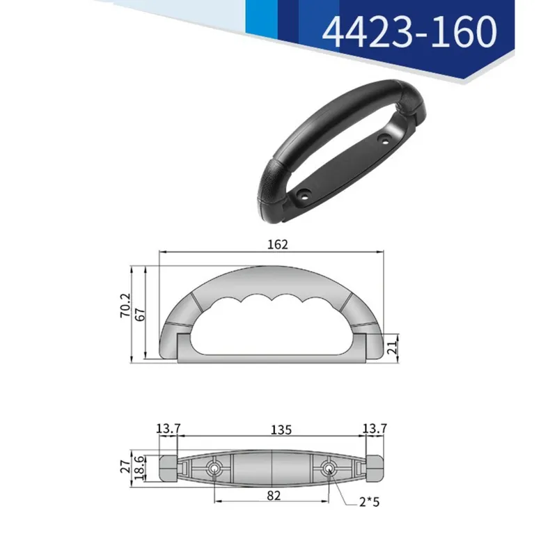 67 jb in plastica nera tira il bagaglio lungo la maniglia degli attrezzi per la sostituzione del supporto laterale per la sostituzione del supporto facile da installare facile da installare