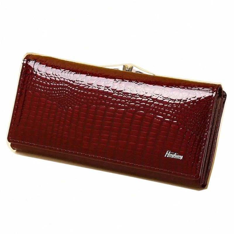 genuine Leather Purses for Coins and Cards Lg Cow Leather Wallet Women Alligator Pattern Female Clutch Bag E0WG#