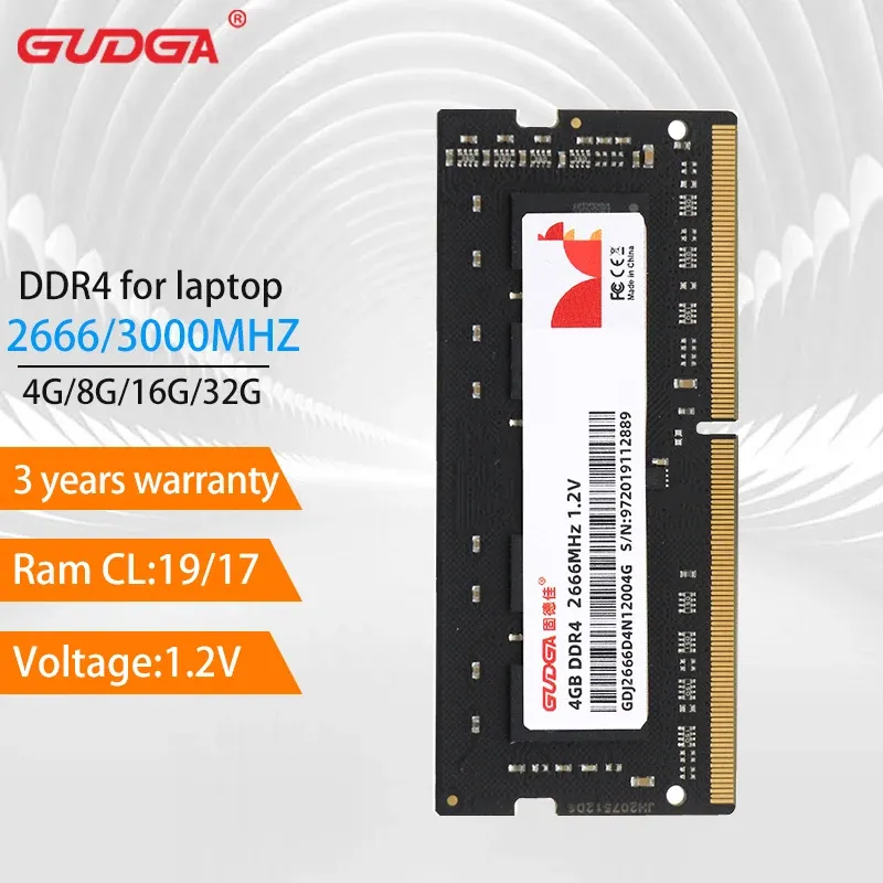 RAMS GUDGA DDR4 MEMORIA RAM 4 Go 8 Go 16 Go 32 Go RAM de mémoire 2666 MHz SODIMM 1.2 V 260 Pin Dual Channel pour ordinateur portable ordinateur portable