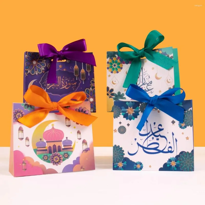 ギフトラップ10pcsラマダンボックスイードムバラクキャンディークッキーパーティーパッケージバッグ装飾2024イスラム教徒用品