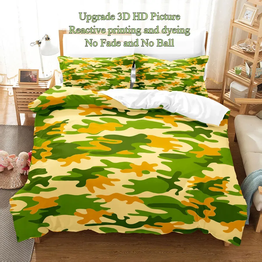 Camouflage Quilt Duvet Cover Set Full Size King Queen 3D Bedding Sets Pillowcase Linen Leopard Double Single Bed 220x240 200x200