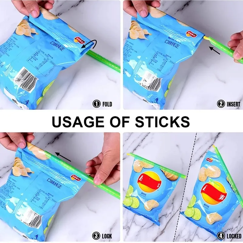 thumbnail interactive-video image 1 of Plastic Food Sealer Clips, Bag Sealer Sticks, Sealing Rods, Bag Sealer Clip, 4 Length, 285*225*185*125 - Bag Sealer Sticks And Bag Sealer Clips Price 1 of 11