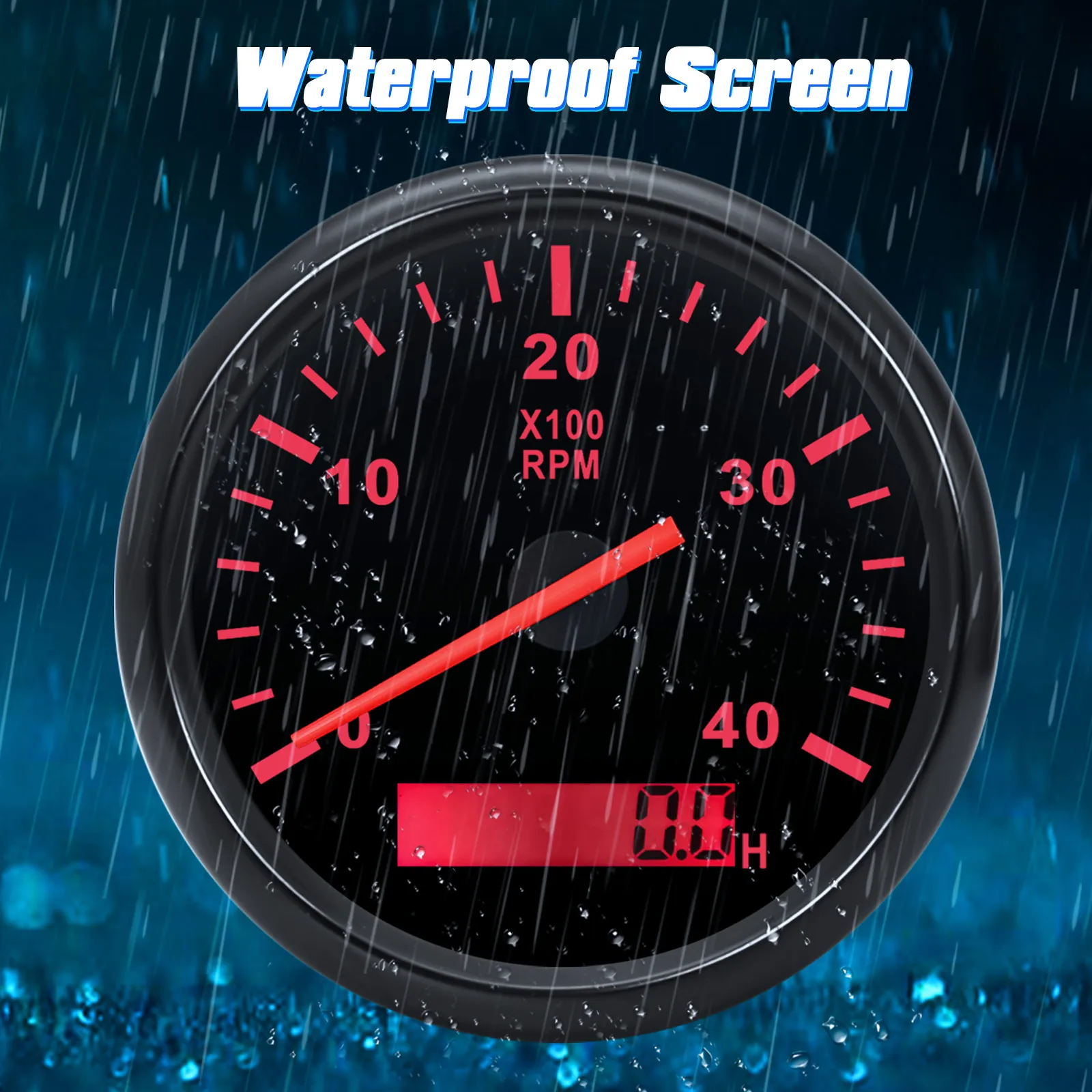 0-4000 RPM Digital Tachometer with 85mm Gauge and Sensor Adapter for ...