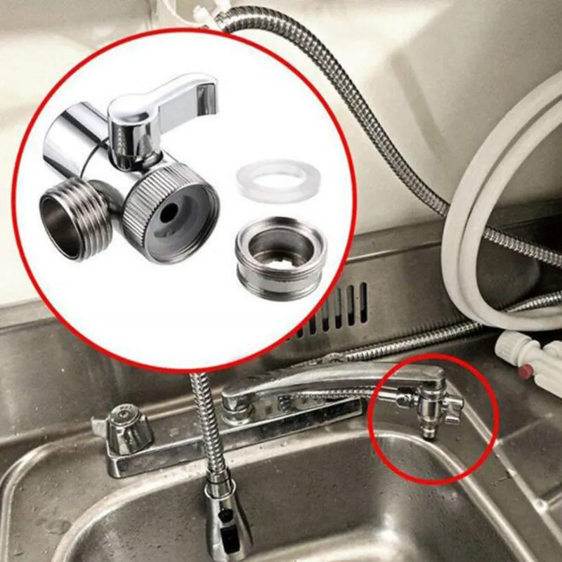 3 VÄG TEE SWITCH FAUCET ADAPTER KONNEKTOR TREIGA VALVEN FÖR Duschhuvudavledare Hem Badrum Duschkranar Vattenavskiljare