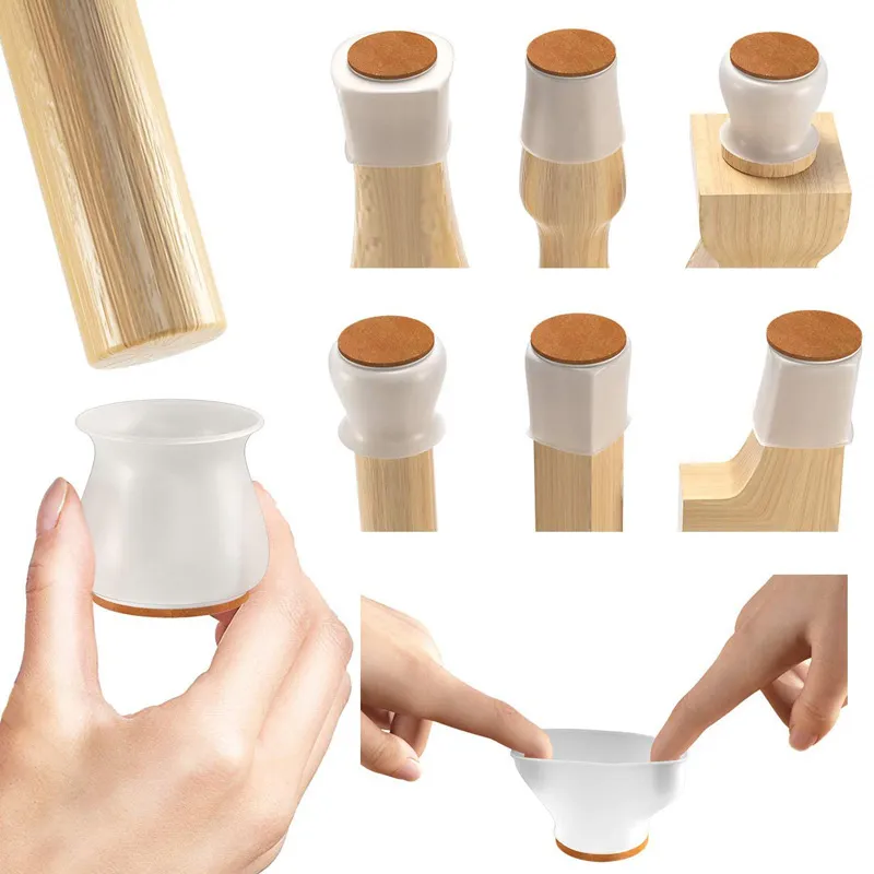 4/8pcs Silicone Crets Caps Table Foots para baixo para baixo redondo móveis não deslizamentos Capas meias Protetores de piso Anti-deslizamento