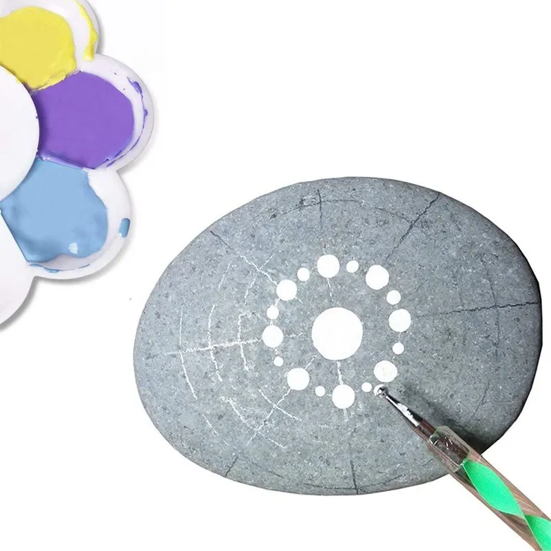 Awans! Mandala Dotting Stencil Tools Rock Zestaw Stylus Ball Ball Narzędzia do kropkowania narzędzia obejmują szablon, taca na farby (17 paczek)