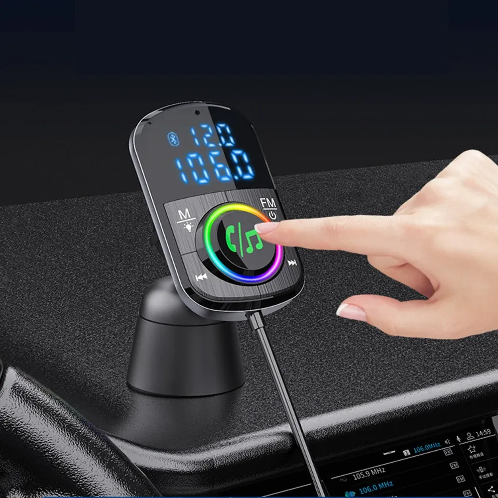 プレーヤーBC71カーFMトランスミッターカー充電器Bluetooth 5.0 QC 3.0高速充電PDカー充電器MP3音楽プレーヤーツールアンビエントライトTFカード