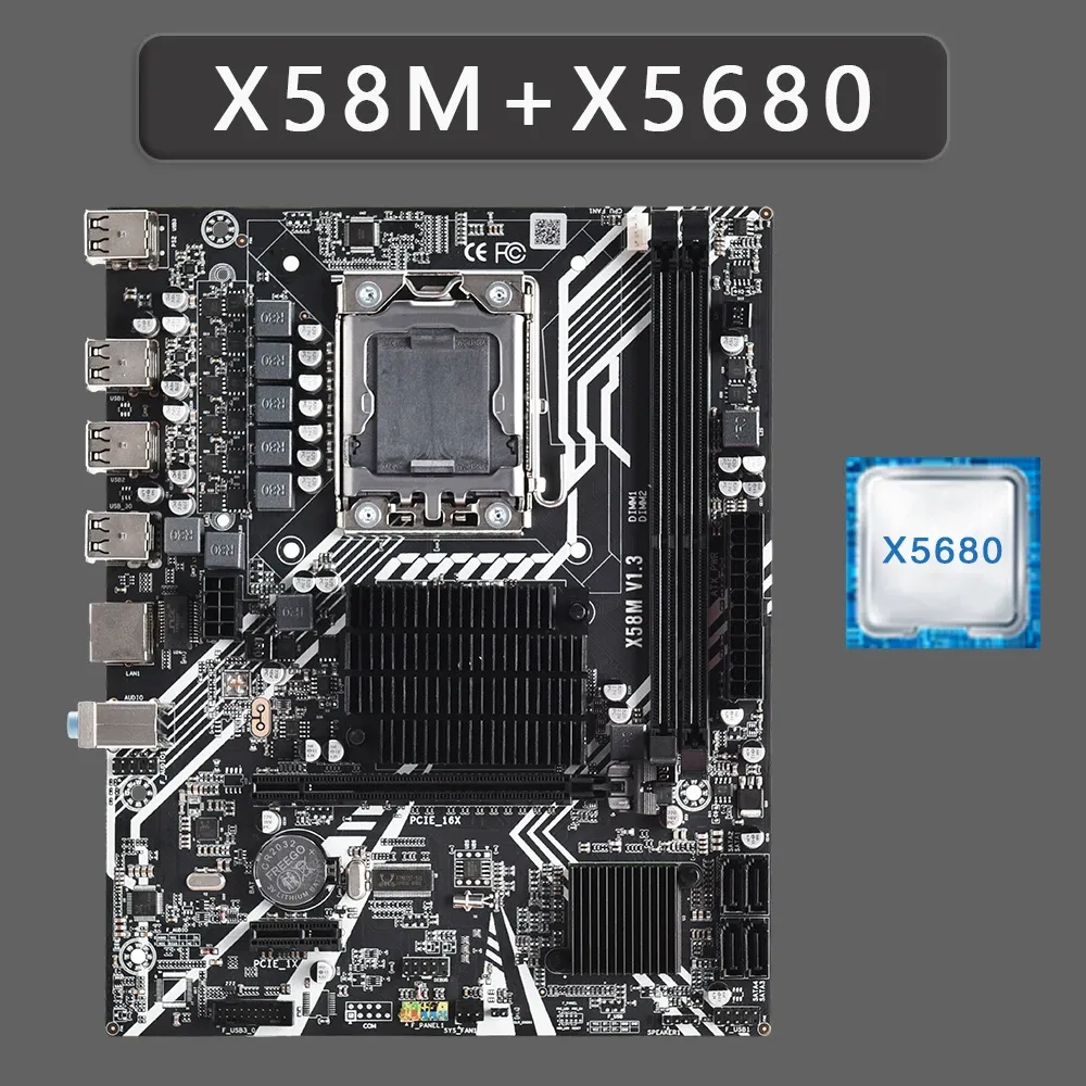 Motherboards X58 LGA 1366 CPU Motherboard Memory With X5680 REG ECC DDR3 UP TO 32GB And XEON Processor USB2.0 AMD RX Series 1366 X58M