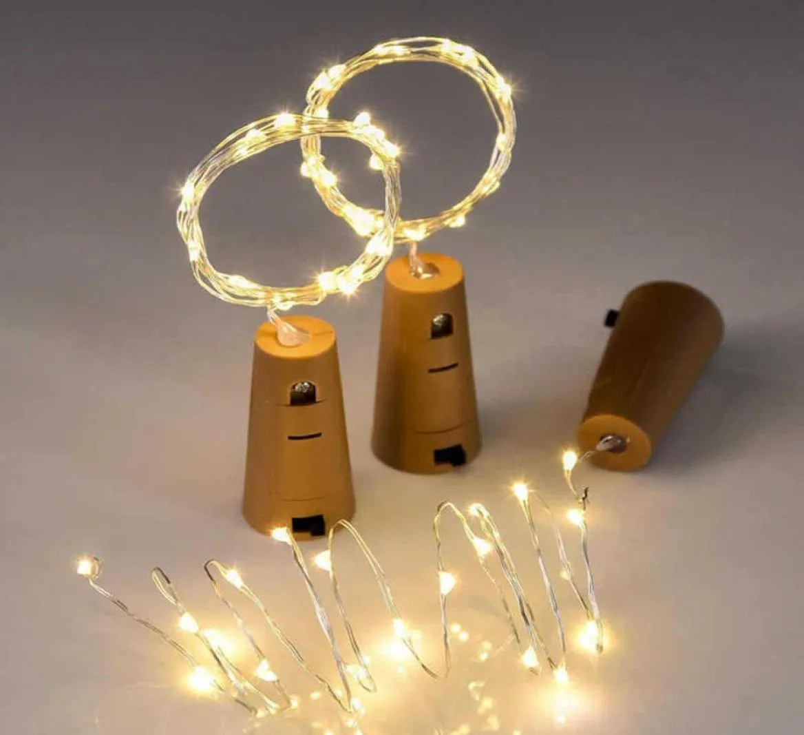 LED -strängar 10 lysdioder solvinflaskan stopper koppar fairy strip wire utomhus fest dekoration nyhet nattlampa diy kork ljus s3725680