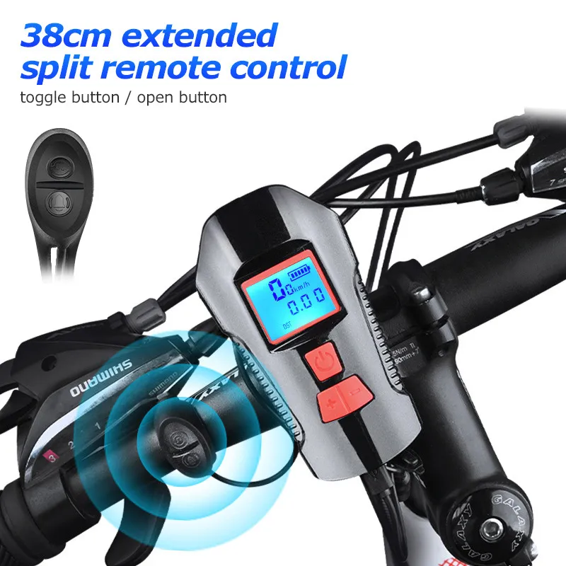 Bellicola per biciclette impermeabile con leggero flash lightfronta della bici da bici USB Luce ciclistica per ciclismo con misuratore di velocità del corno LCD