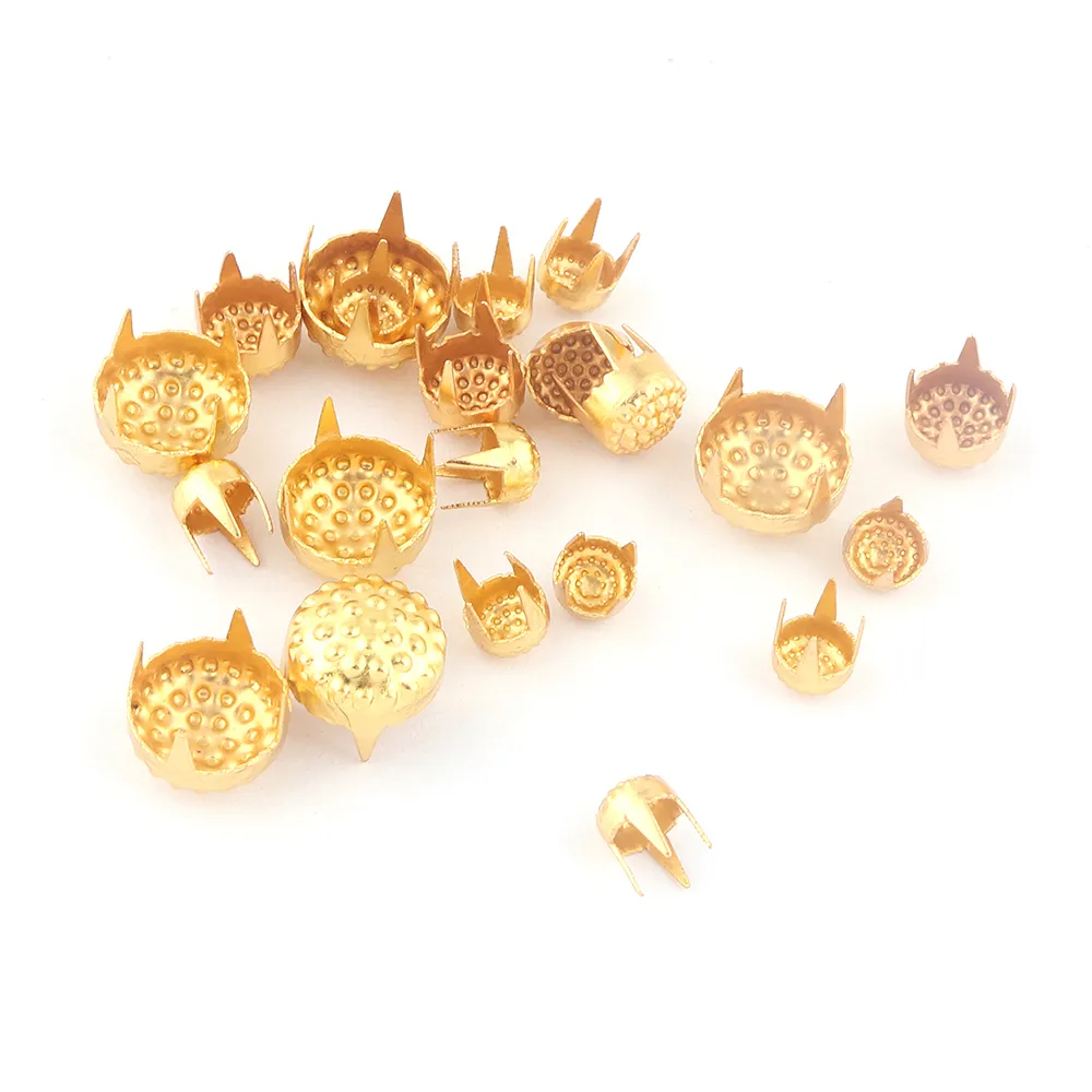 5-9mm Gold Metal Spike Round Claw Studs-nitar, Cone Nailhead Studs, Rivet Stud for Shoes Purse Belt Leather Craft Accessories DIY