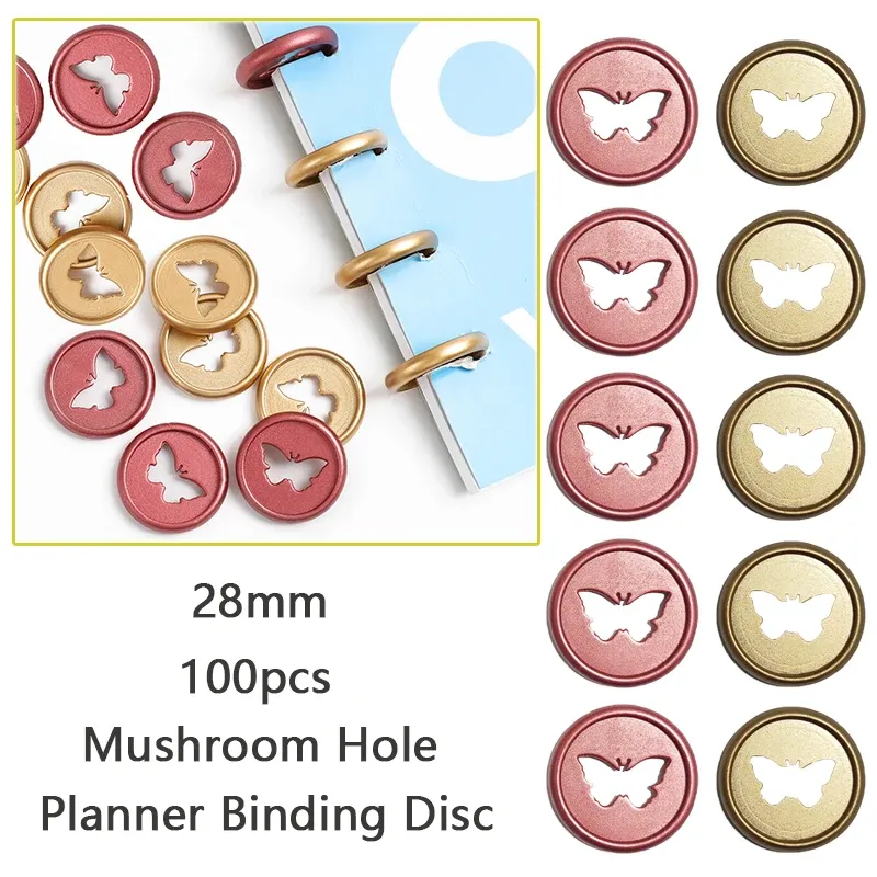 Stekels 100 stcs 28 mm plastic binding schijven binder knop ringen vlinder notebook notebook champignon looSeleaf binding ring schijf diy